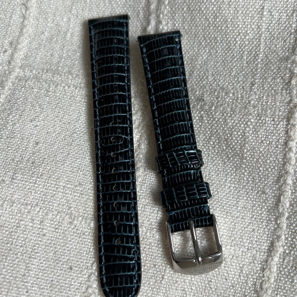 New Michele lizard black and blue 16mm strap